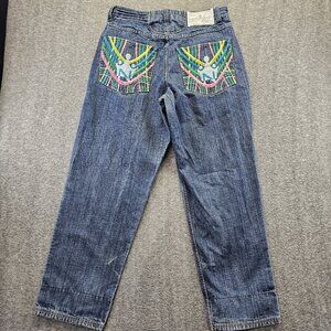 Notorious BIG Jeans Mens 34x33 Blue Embroidered Denim Hip Hop Baggy Skate